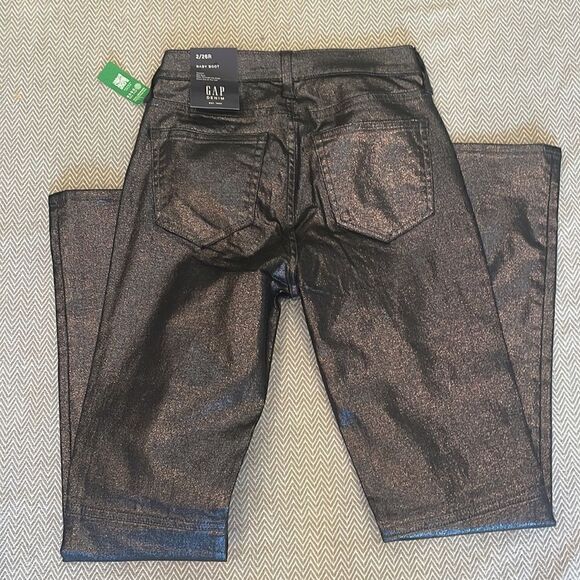 Gap Denim Baby Boot Stretch Mid Rise  Metallic Shimmer Pants Size 2 - Picture 3 of 5